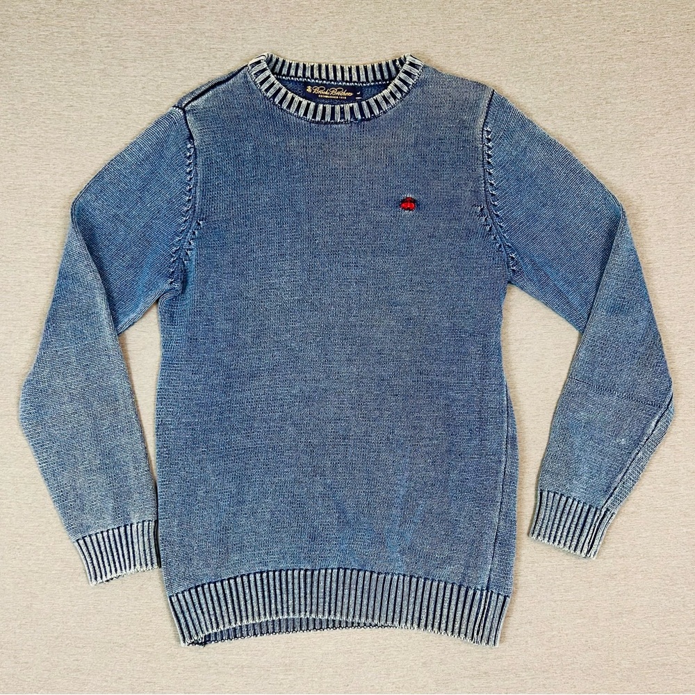 Brooks Brothers Blue Crewneck Sweater with Stripes